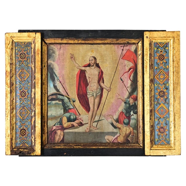 Portuguese 18th Century Resurrection of Christ Painting on Wood For Sale - Image 10 of 10