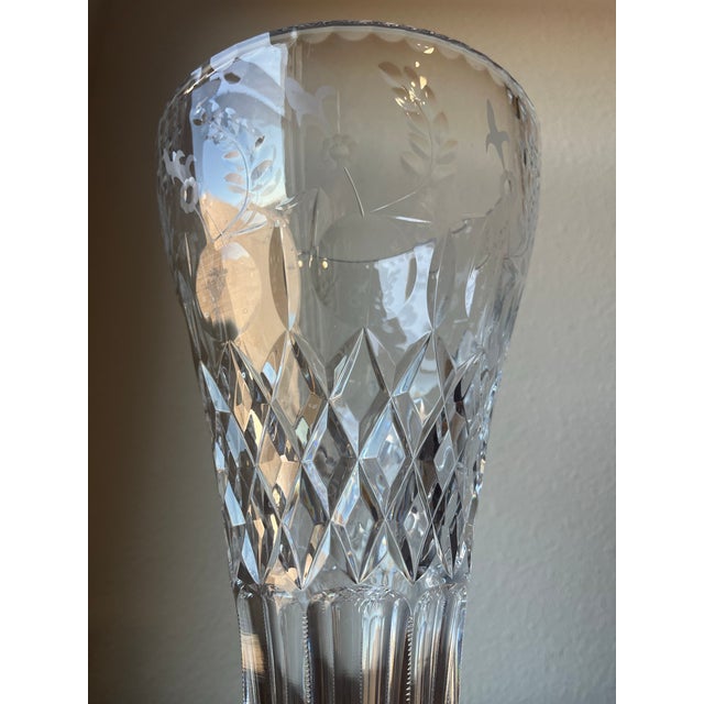 Rogaska Crystal Gallia Pattern Vase Gray & Polished Cut Floral Design Was produced from 1969 to 2015 7” diameter on top,...