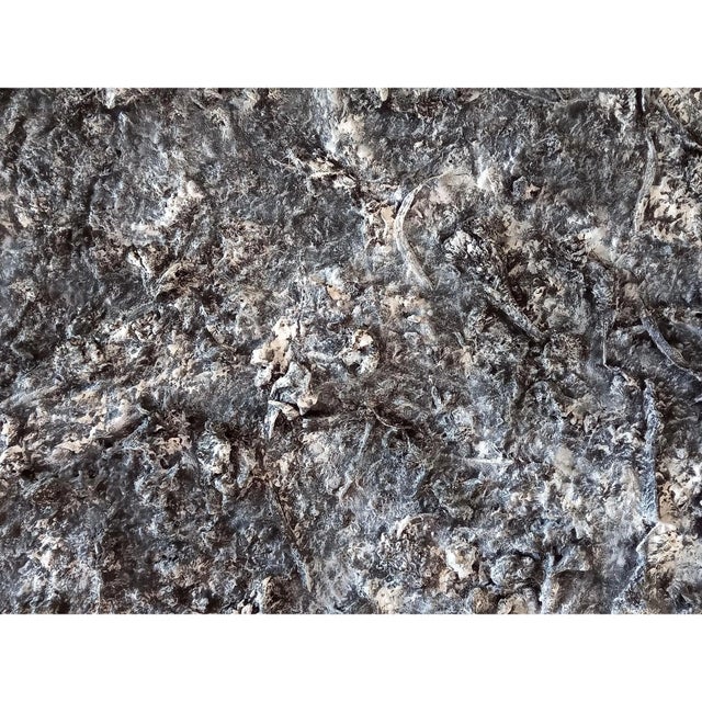 Textile 59" X by 51" - "Black & White" Contemporary Abstract Relief Mixed-Media Painting For Sale - Image 7 of 10