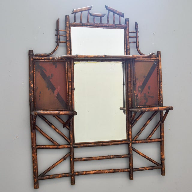 Wood Late 19th Century English Aesthetic Bamboo Framed Mirror For Sale - Image 7 of 10