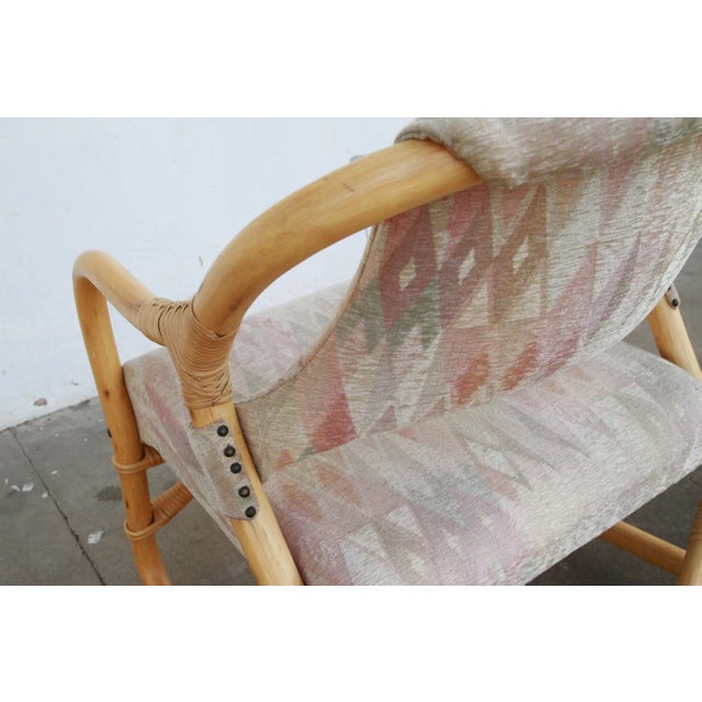 Boho Chic Upholstered Bamboo Armchairs For Sale In Houston - Image 6 of 11