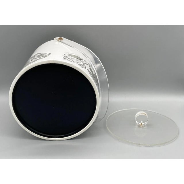 White Vintage White and Gray Shell Ice Bucket – Coastal Barware With Lucite Handle For Sale - Image 8 of 13