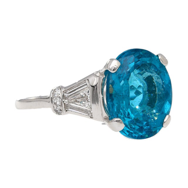 2000 - 2009 5.87 Carat Apatite and Diamond Platinum Cocktail Ring Size 6 For Sale - Image 5 of 6