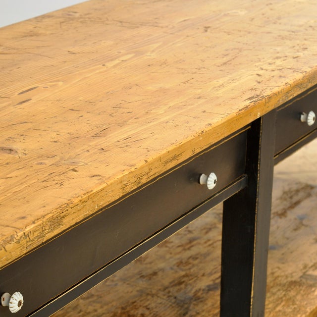 Wood Pine Kitchen Prep Table, 1920 For Sale - Image 7 of 16