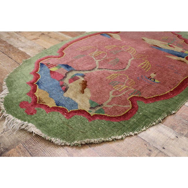 Antique Chinese Art Deco Oval Rug, 03'00 X 04'09 For Sale In Dallas - Image 6 of 8
