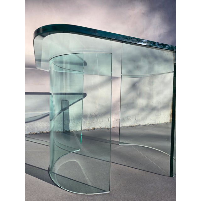 Late 20th Century Modernist Glass Side Table For Sale - Image 4 of 13
