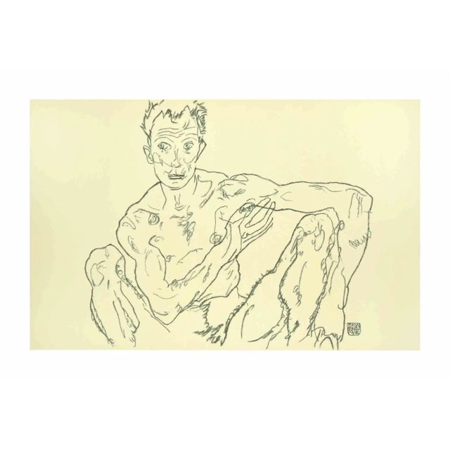 Crouching Male Nude (Self-Portrait) is a lithograph from the portfolio " Erotica " after Egon Schiele. It is a...