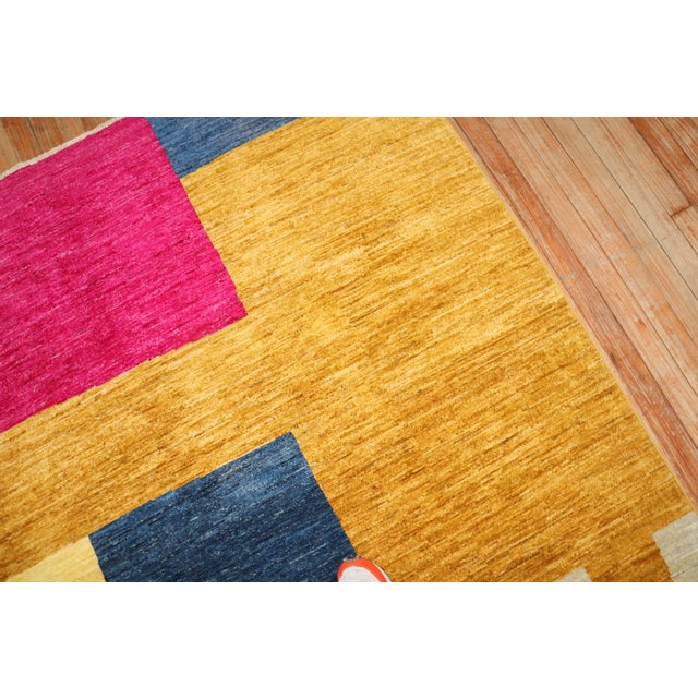 Contemporary Abstract Afghan Square Rug For Sale - Image 11 of 12