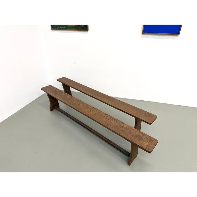 Oak Benches with Wing Legs, France, 1970s, Set of 2 For Sale - Image 14 of 18