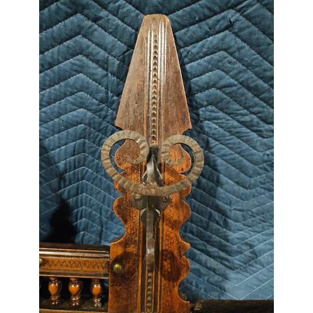 19th Century Swiss Black Forest Gothic Carved Walnut Pipe Rack / Hall Rack With Wrought Iron Hooks For Sale - Image 9 of 10