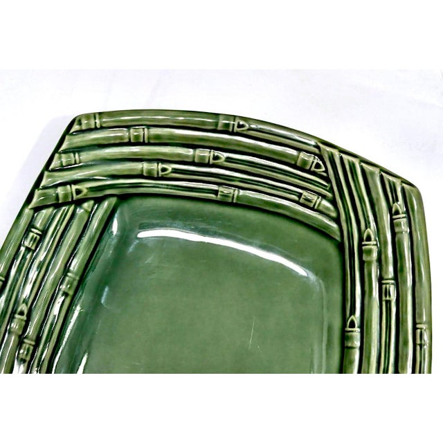 Vintage Bamboo by Bordallo Pinheiro Ceramic Oval Serving Platter For Sale - Image 13 of 16