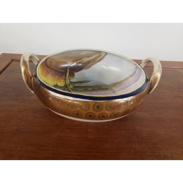 Early 20th Century Antique Noritake Hand Painted Double Handled Scenic Bowl, M Mark, Made in Japan For Sale - Image 5 of 7