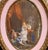 Pair Mid-Century French Painted Genre Scene Oval Glass Pendants in Gilt Frames For Sale - Image 4 of 11