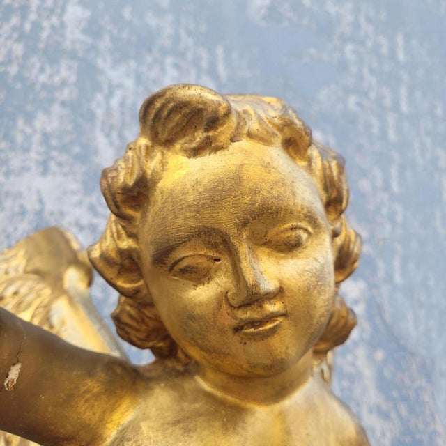 19th Century Winged Putto in Gilded Wood, Italy For Sale - Image 14 of 17