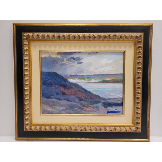 O/T "Fluvial Landscape" Damián Segarra Codina, XXth century - Catalan School Calm coastal landscape made by Damián Segarra...