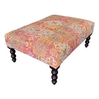 Vintage George Smith Bench Ottoman in Bohemian Mosaic Tapestry, 1999 For Sale