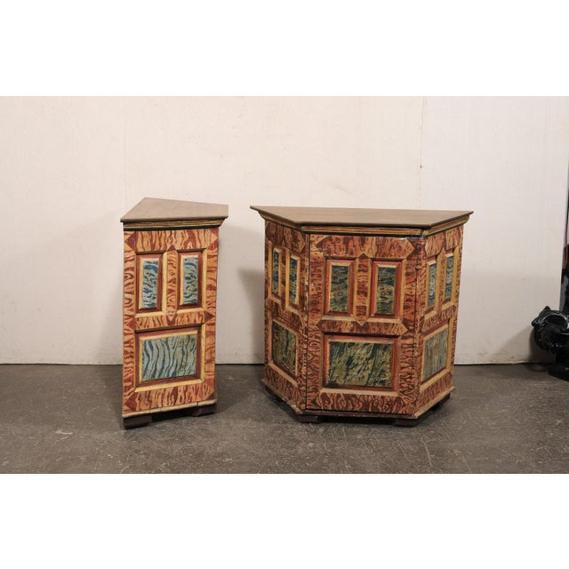 18th Century 18th C Italian Halved-Hexagon Demi Cabinets For Sale - Image 5 of 10
