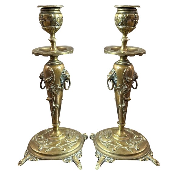 Bronze Candlesticks, Set of 2 For Sale