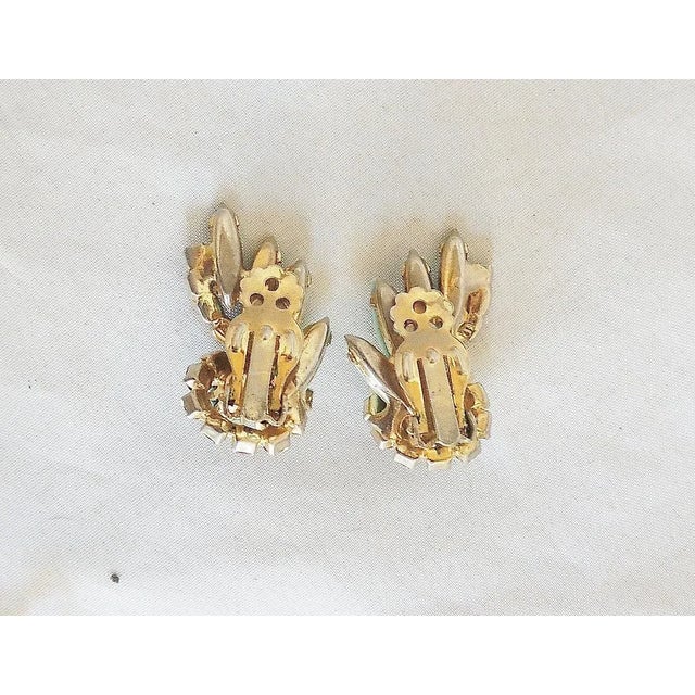 Vintage 1960s Faux-Turquoise & Faux-Ruby Rhinestone Earrings - 2 Pieces For Sale In Philadelphia - Image 6 of 6