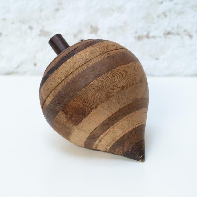 Sculpture Spinning Top In Wood, circa 1990 By unknown artist, manufactured in Spain In original condition, with minor wear...