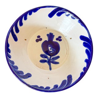 Vintage Granada Spanish Fajalauza Blue/White Pomegranate Bowl For Sale