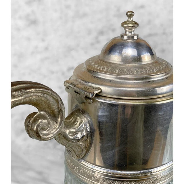 Vintage Victorian Crystal Glass Ewer Pitcher W/ Figural Dolphin Motif For Sale - Image 6 of 9