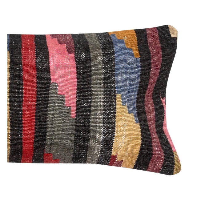 Traditional 14"x28" Vintage Kilim Cushion Cover. Handwoven Turkish Lumbar Pillow Cover For Sale - Image 3 of 4