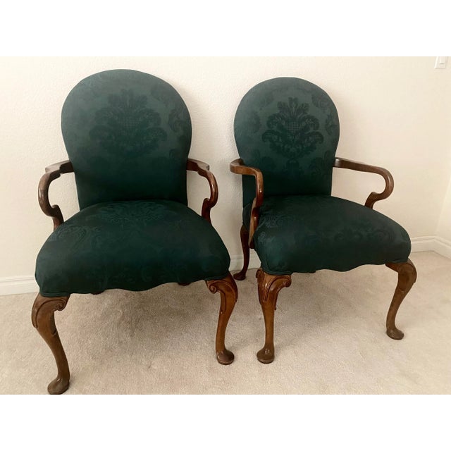 Pennsylvania House Elegant Cherry Wood and Exquisitely Upholstered Dearborn Pair of Chairs Mint Condition For Sale - Image 16 of 16