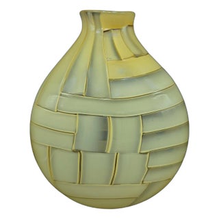 Robin Mix Patchwork Quilt Art Glass Vase For Sale