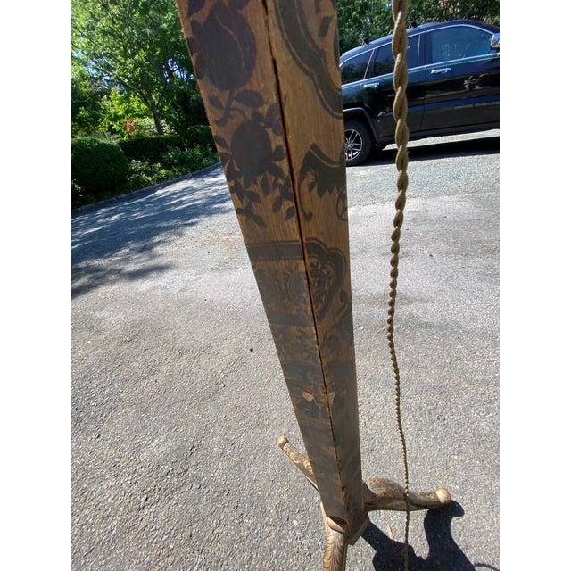 Gold Early 20th Century Pair of Chinoiserie Floor Lamps With Silk Shades For Sale - Image 8 of 12