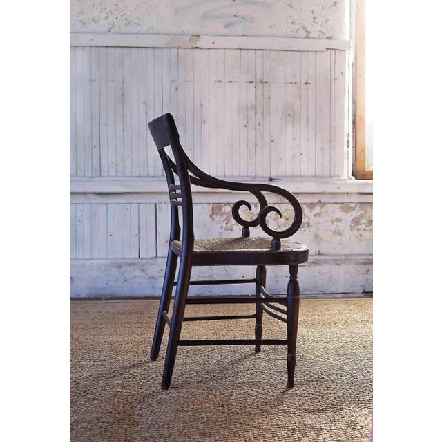 Traditional Fancy Armchair Antique With Rush Seat For Sale - Image 3 of 10