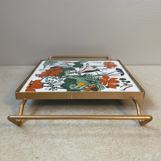 Mid-Century Modern Vintage Tile Trivet For Sale - Image 3 of 6