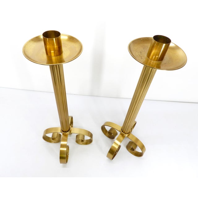 Ivar Ålenius Björk Scandinavian Brass Candleholfers by Ivar Ålenius Björk for Ystad Metall, 1960s, Set of 2 For Sale - Image 4 of 9