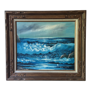 1970s Framed and Signed Seascape Painting