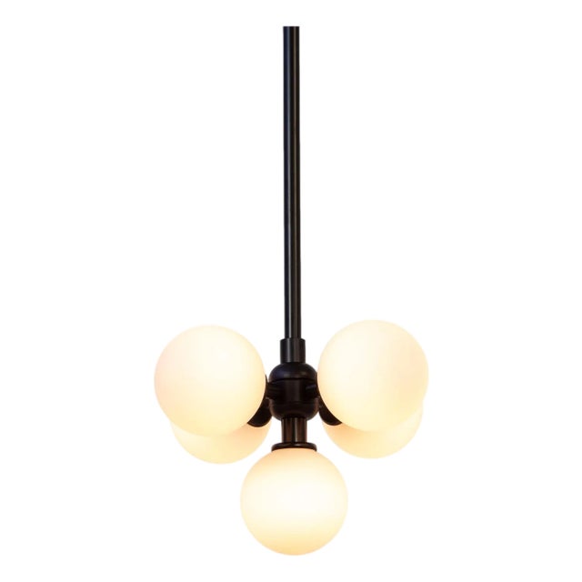 Bunch Pendant, Black, 30.25in H, 3 Inches Glass Globes, by Research.Lighting, Modern, Minimal Hanging Light For Sale