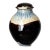 1980s Signed Studio Pottery Covered Jar With Brown, Blue & Cream Glaze For Sale