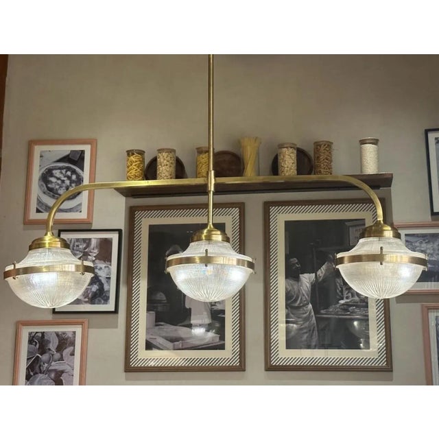 Huge Size 48" Inch Skyscraper Vintage Art deco light Old Lamp Ceiling Hanging 3 Light Chandelier Fixture Brass & Glass...