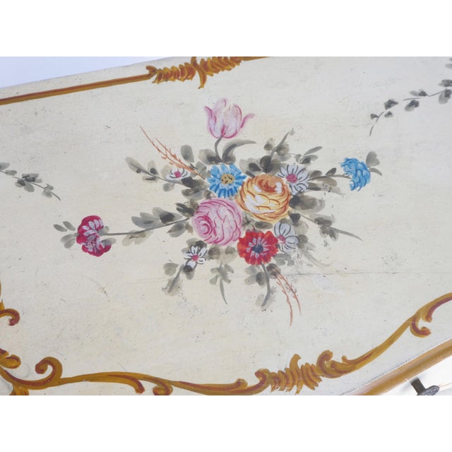1950s Italian Venetian Painted Wooden Chest of Drawers, Louis Xv Style Cabinet, Vintage Florentine Nightstand, 1950s For Sale - Image 5 of 11