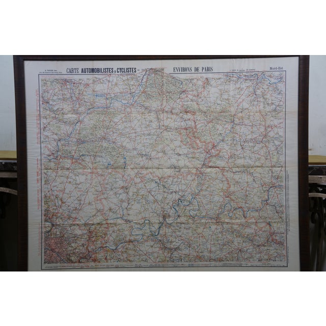 Antique French Victorian Carte Automobilistes & Cyclistes Paris Map 39" For Sale - Image 6 of 17