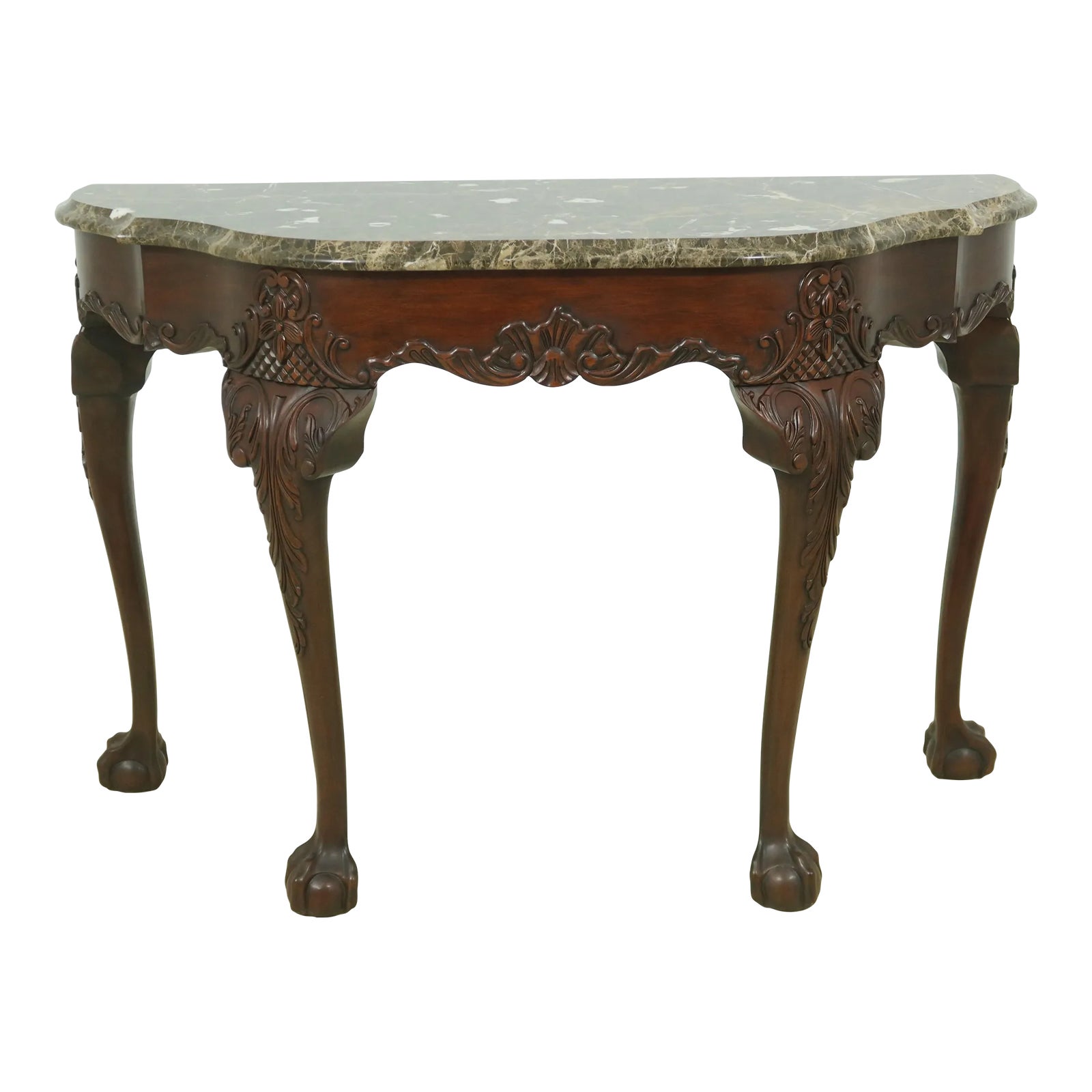 Henkel Harris Marble Top Claw Foot Mahogany Console Table