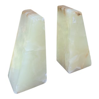 Green Onyx Natural Stone Bookends - a Pair For Sale