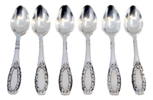 Silver Coffee Spoons with Raised Handles, Set of 6