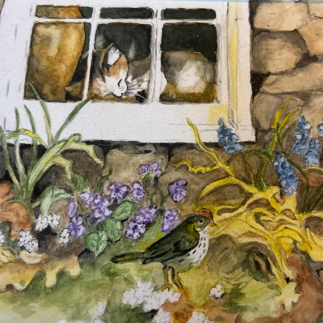 2 1970’s Original Rustic Cozy Farm Watercolor Paintings - Set of Two For Sale In Philadelphia - Image 6 of 8