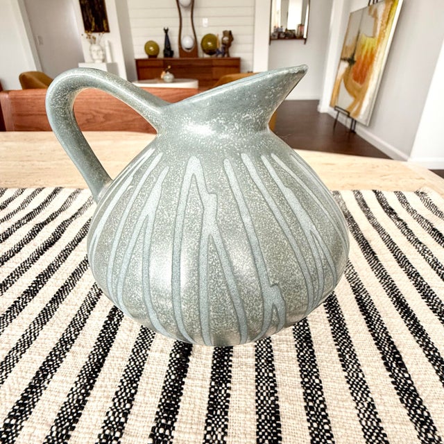 Vintage Mid-Century Modern Dümler & Breiden German Pottery Squat Ceramic Pitcher Vase For Sale - Image 4 of 8