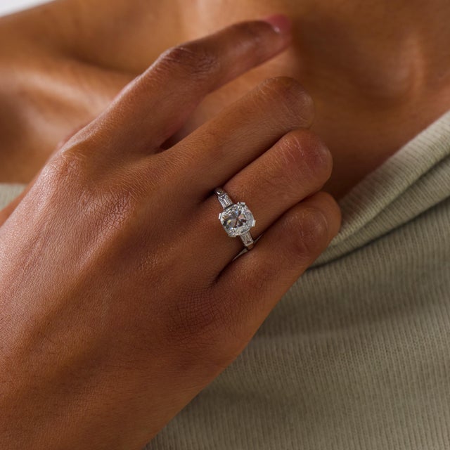 1950s Mid Century Gia 1.51 Carat Diamond Platinum Engagement Ring, Size 5 For Sale - Image 5 of 6
