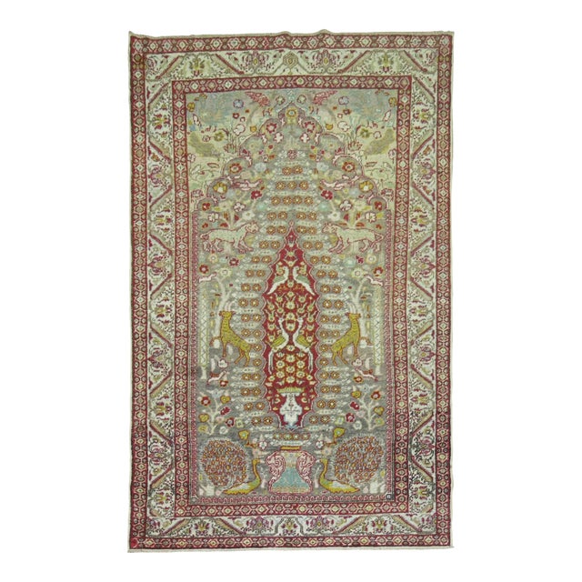 Early 20th Century Zabihi Collection Animal Motif Turkish Pictorial Rug - 4'4" x 7' For Sale