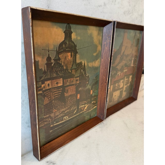 Pair of Framed Vintage Mid Century Travel Prints For Sale In Austin - Image 6 of 14