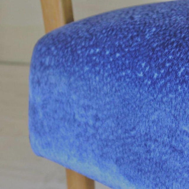 Blue Art Deco Blue Velvet Armchair in Beech Wood, France, 1920s For Sale - Image 8 of 14