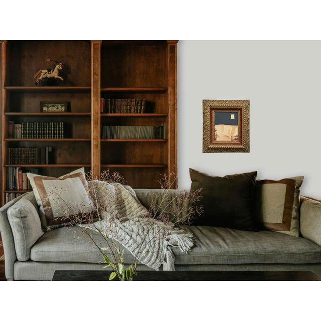 “Rodeo” Black Abstract Art in 1860's Antique Frame, Transitional Living Room Art by JTS For Sale - Image 4 of 10