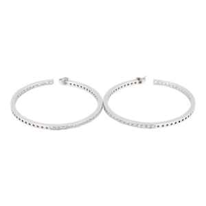 18k(750) Solid White Gold Natural Diamond Hoop Earrings in and Out Diamond